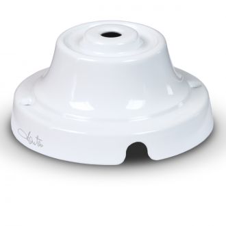 Roseta, Baza pe Tavan Neteda din Ceramica Ø70mm, Pentru Pendule din Cablu Textil, De La 2x0,5 mm Pina La 3x2,5 mm, Alb, Country, Fanton
