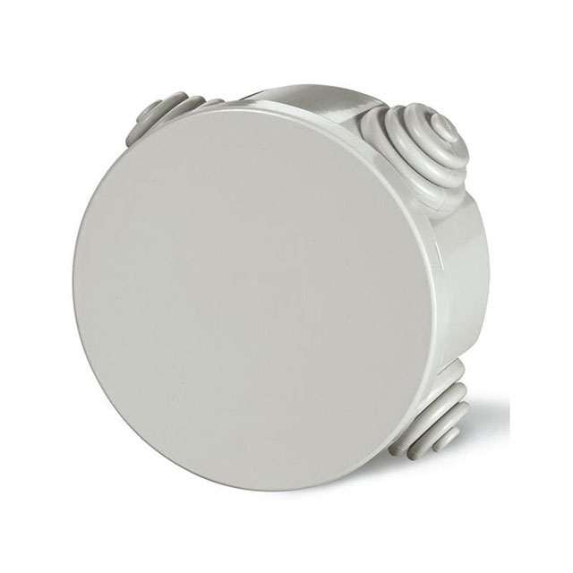 Doza, Cutie de Derivatie, Rotunda Ø65x35mm, Montaj Aplicat, Cu 4 Intrari, Montarea Capacului ( Cu Presiune), Autostingere, Halogen Free, IP44, Gri, 400V, EC400C1 Elettrocanali Italia