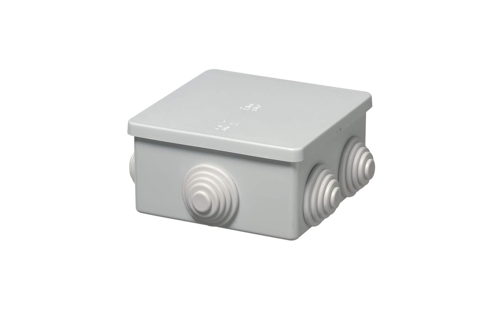 Doza, Cutie de Derivatie, Patrata 80x80x40mm, Montaj Aplicat, Cu 6 Intrari, Montarea Capacului ( Cu Suruburi), Autostingere, Halogen Free, IP55, Gri, 400V, EC400C3 Elettrocanali Italia