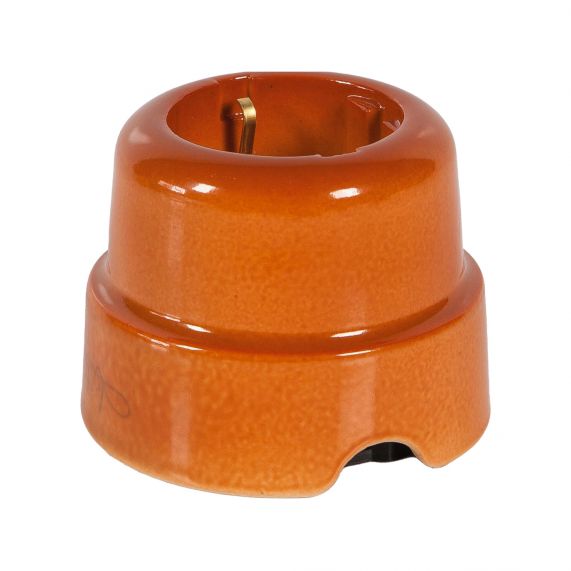 Priza Schuko, 2P+T 16A, Country Retro, Ceramica, Caramiziu, AC 250V, Fanton, 70x70x55mm