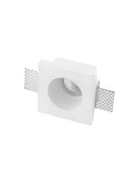 Spot din Gips, Incastrat, Suporturi Reglabile, Dulie GU10 Inclusa, Fara Bec, ( Inaltimea Necesara Pentru Montare in Tavan 11cm), Patrat cu centrul rotund, 9.5 x 9.5 x 5cm, TOBIA, Nova Luce