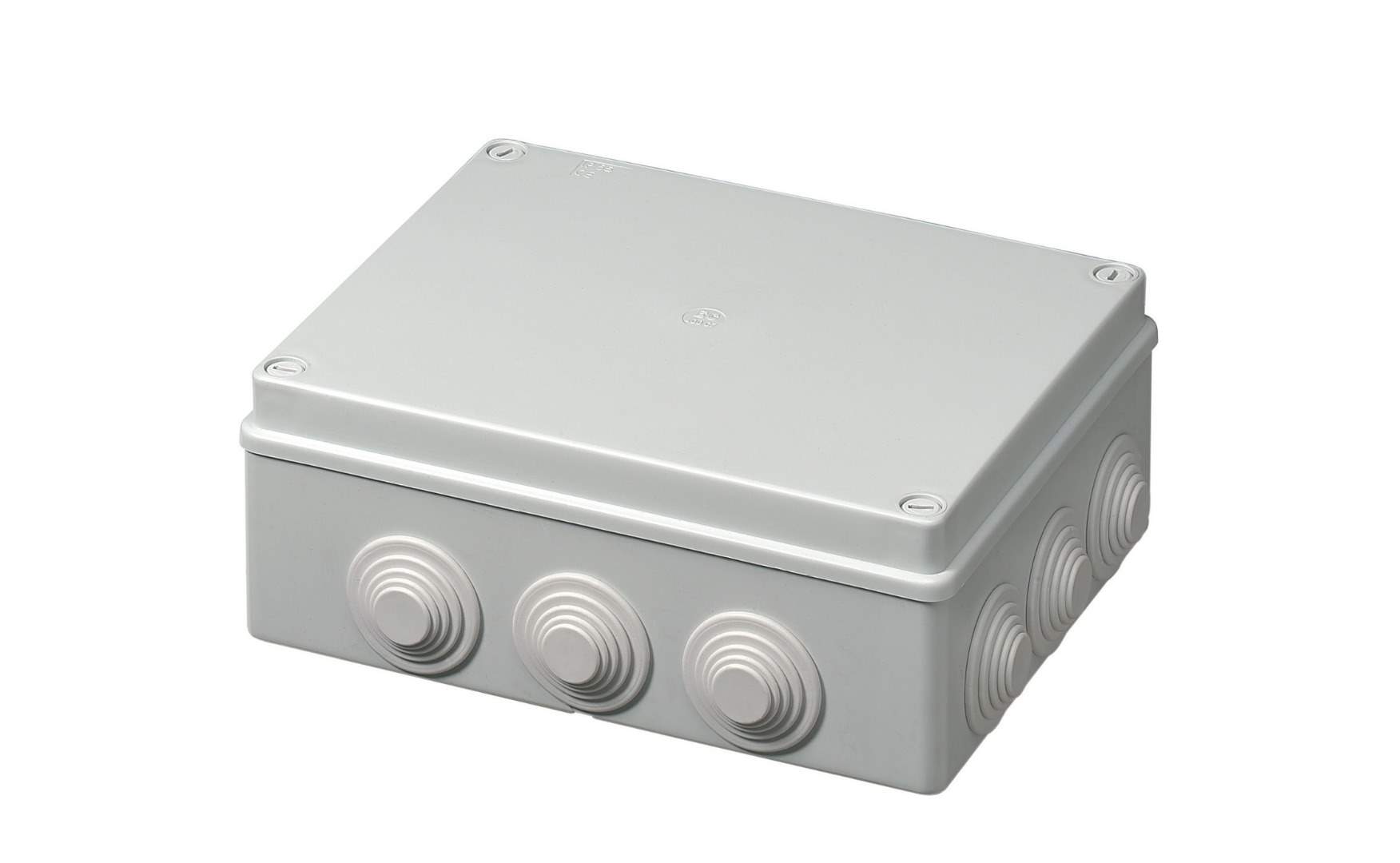 Doza, Cutie de Derivatie, 240x190x90mm, Montaj Aplicat, Cu 12 Intrari, Montarea Capacului ( Cu Suruburi), Autostingere, Halogen Free, IP55, Gri, 400V, EC400C7 Elettrocanali Italia