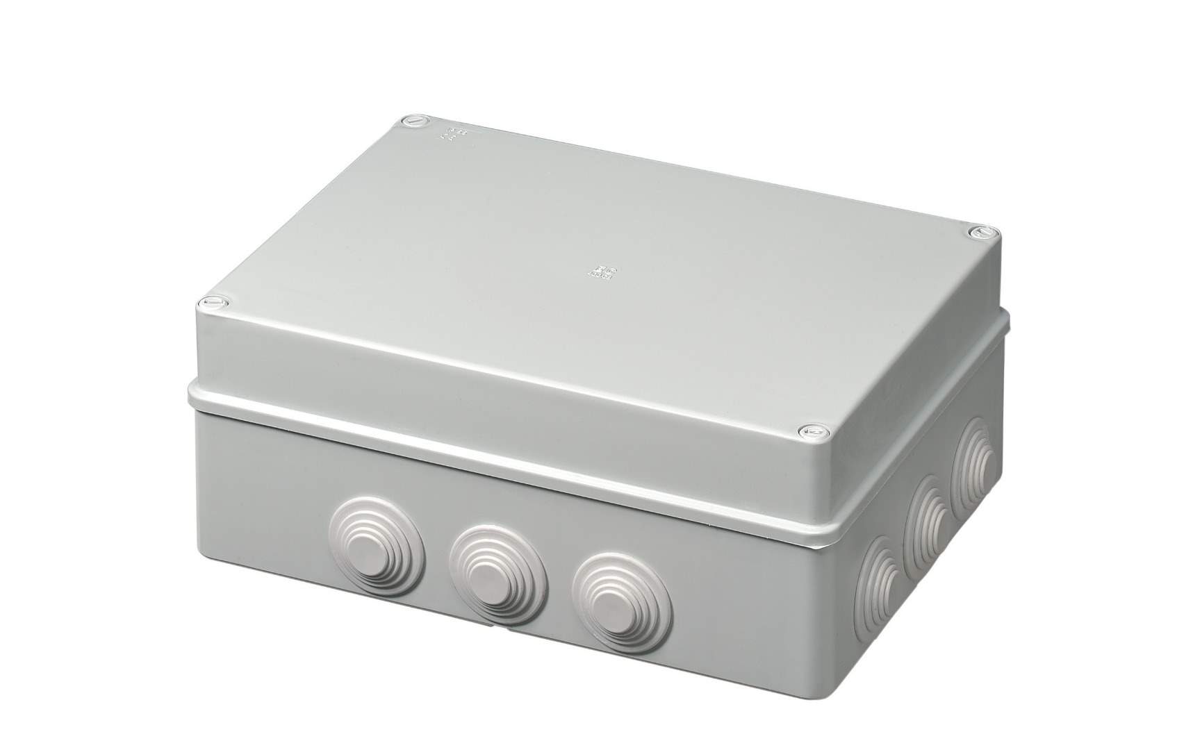 Doza, Cutie de Derivatie, 300x220x120mm, Montaj Aplicat, Cu 12 Intrari, Montarea Capacului ( Cu Suruburi), Autostingere, Halogen Free, IP55, Gri, 400V, EC400C8 Elettrocanali Italia