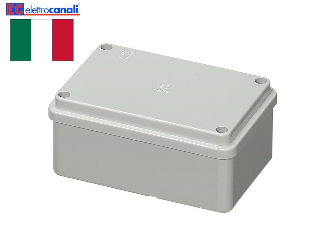 Doza, Cutie de Derivatie, Montaj Aplicat, Peretii Fara Gauri Predefinite, Montarea Capacului ( Cu Suruburi), Autostingere, Halogen Free, IP56, Gri, 400V, 120x80x50mm, EC410C4R Elettrocanali Italia
