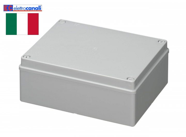 Doza, Cutie de Derivatie, IP56, Montaj Aplicat, Peretii Fara Gauri Predefinite, Montarea Capacului ( Cu Suruburi), Autostingere, Halogen Free, Gri, 400V, 240x190x90mm, EC410C7 Elettrocanali Italia