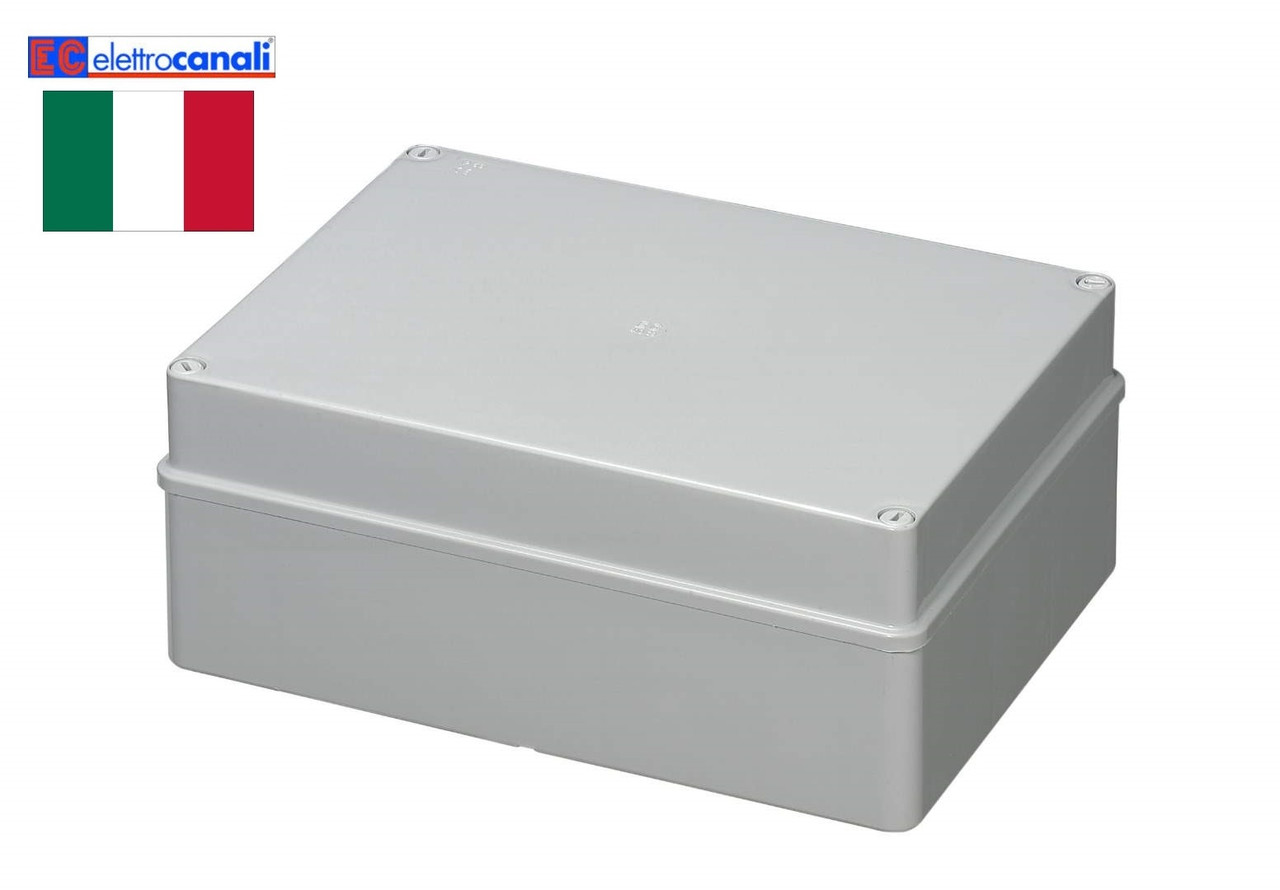 Doza, Cutie de Derivatie, IP56, Montaj Aplicat, Peretii Fara Gauri Predefinite, Montarea Capacului ( Cu Suruburi), Autostingere, Halogen Free, Gri, 400V, 300x220x120mm, EC410C8 Elettrocanali Italia