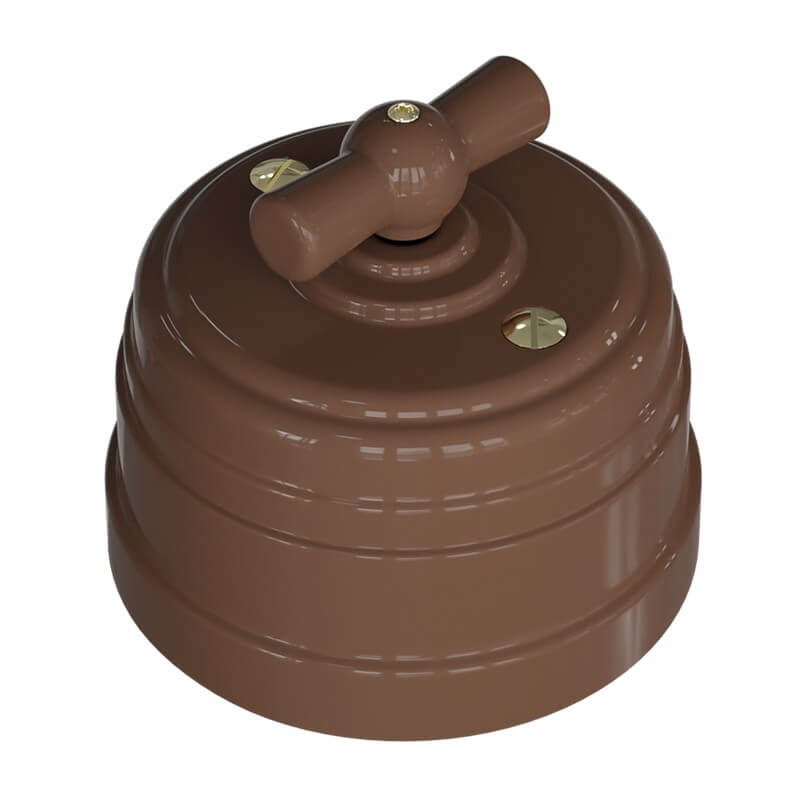 INTRERUPATOR DUBLU 10A RETRO KAKAO VINTAGE PLASTIC