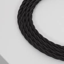 Cablu Textil Impletit Vintage 2 X 1MM, Negru, 100M, Linea Country Fanton