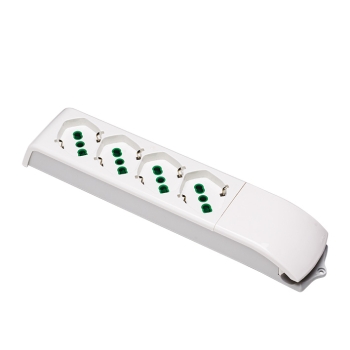 Prelungitor 4 prize, Standart Italian P40 (dual-size) / Schuko, 2P+E, 10/16A, FARA CABLU, Alb, Fanton
