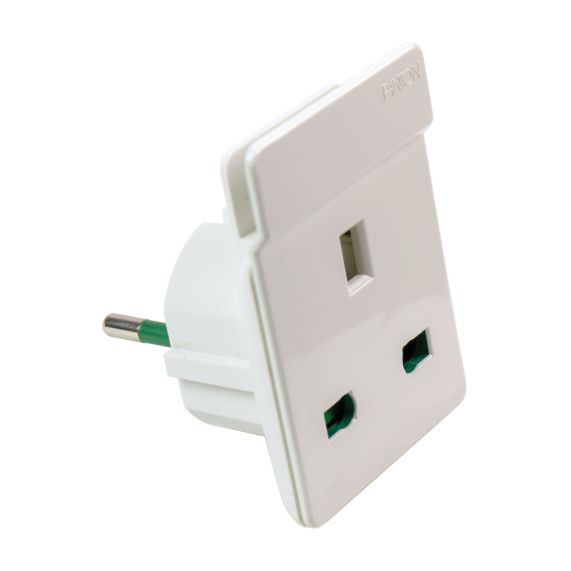 ADAPTOR SCHUKO/ENGLEZ 1500W 10A 2P+T + SUPORT TLF ALB FANTON