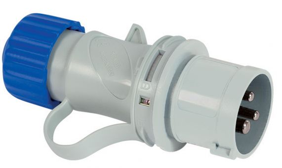 Fisa Portabila Industriala, 2P+E, 32A, 200 - 250V, 6h, IP44, Cablare Rapida, Culoarea Gri / Albastru, Fanton