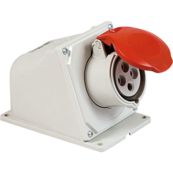 Priza industriala Aplicata, IP44, 3P+N+E, 32A, AC 380-415V, 6h, Gri / Rosu, 90x135 mm, Fanton