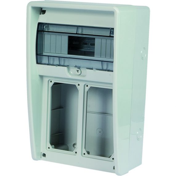 Tablou Electric ULISSE 250, IP65, Neechipat 12 Module, Sina Din, 2 Spatii Pentru Prize Interblocate Max 14kW, Capac din Plastic Transparent, 250x403x177 mm, Fanton