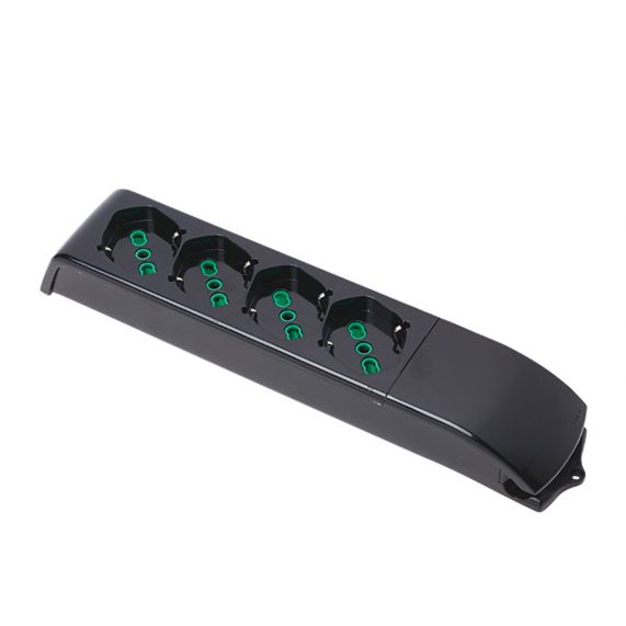 Prelungitor 4 prize, Standart Italian P40 (dual-size) / Schuko, 2P+E, 10/16A, FARA CABLU, Negru, Fanton