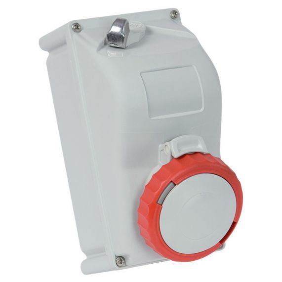 Priza Industriala de Perete, Interblocabila, 3P+N+E, 16A, 380-415V, 6h, IP67, Rosu, 90x180 mm, Fanton