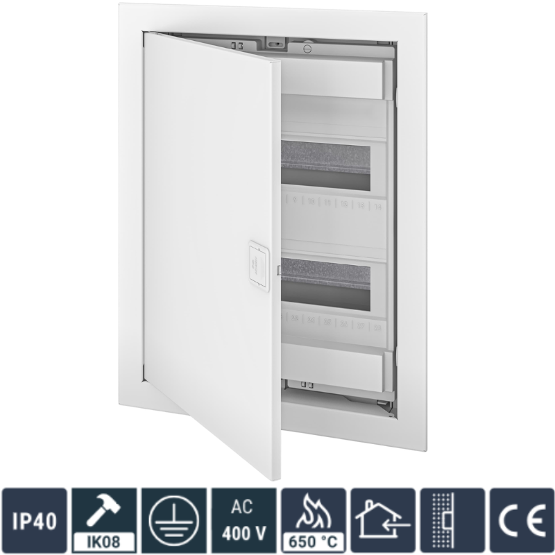 Tablou Electric, 24+4 Module, (Cofret) 442x346x96mm, Montaj Incastrat, Usa Metal Mata, 63A 400V 