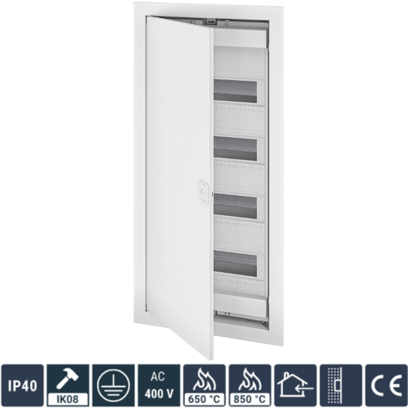 Tablou Electric, 48+8 Module, 717x346x96mm, Montaj Incastrat, Usa Metal Mata, 63A 400V