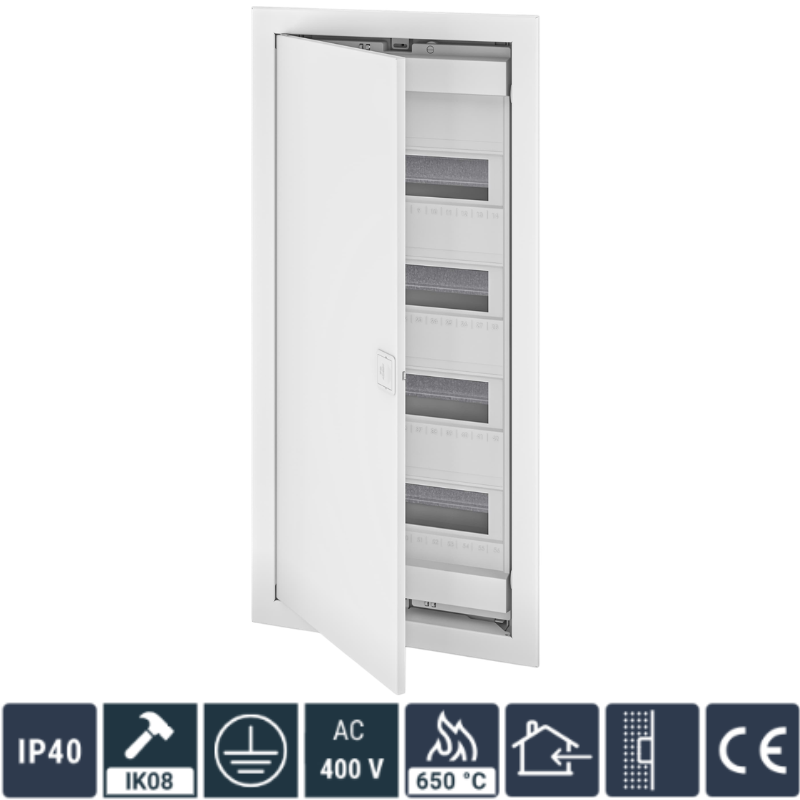 Tablou Electric, 48+8 Module, (Cofret) 717x346x96mm, Montaj Incastrat, Usa Metal Mata, 63A 400V