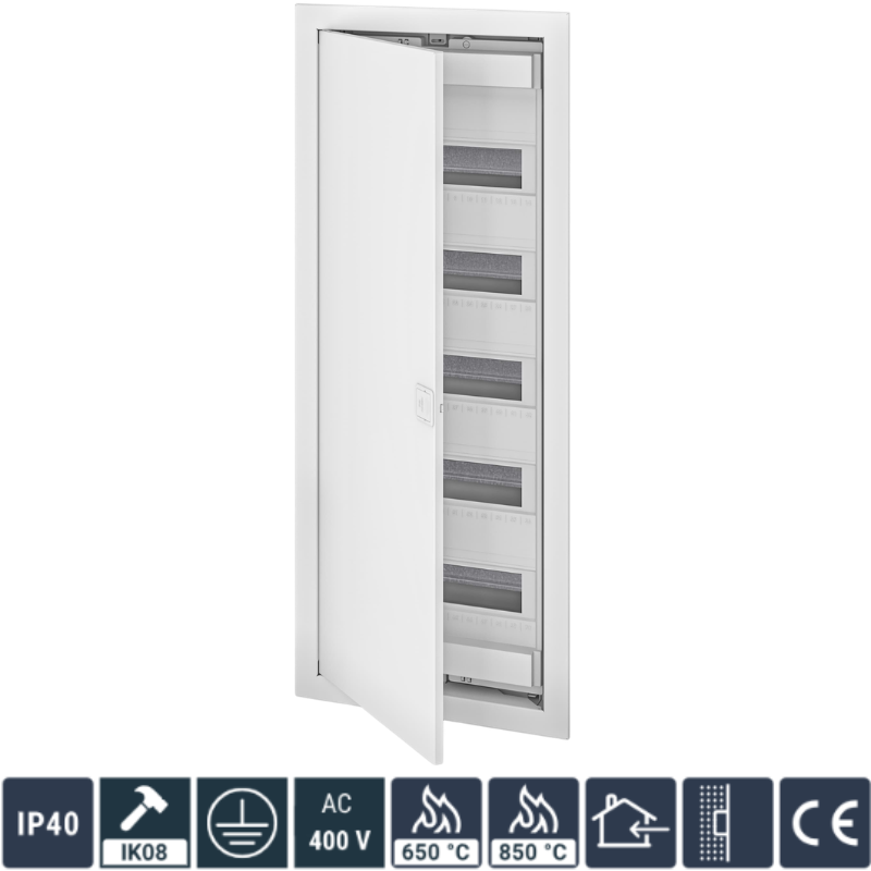 Tablou Electric, 60+10 Module, 842x346x96mm, Montaj Incastrat, Usa Metal Mata, 63A 400V